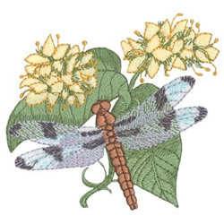 Twelve Spot Skimmer and Tufted Loosestrife Machine Embroidery Design