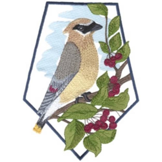 Picture of Cedar Waxwing Machine Embroidery Design