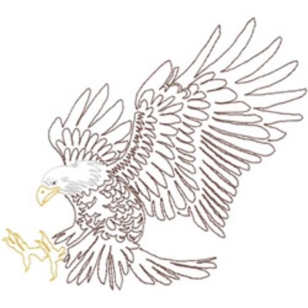 Picture of Bald Eagle Outline Machine Embroidery Design