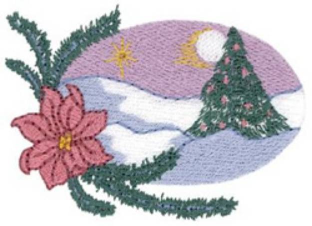 Picture of Scene With Poinsettia Machine Embroidery Design