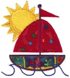 Picture of Sailboat Applique Machine Embroidery Design