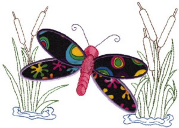 Picture of Dragonfly Applique Machine Embroidery Design