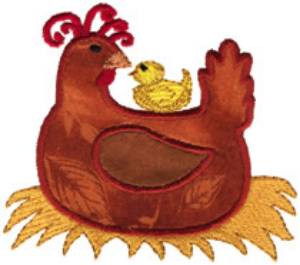 Picture of Hen Applique Machine Embroidery Design