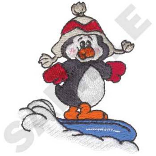 Picture of Snowboarding Penguin Machine Embroidery Design