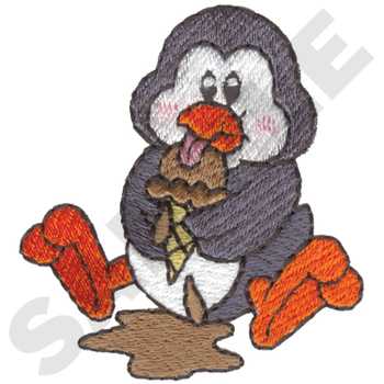 Penguin Eating Machine Embroidery Design