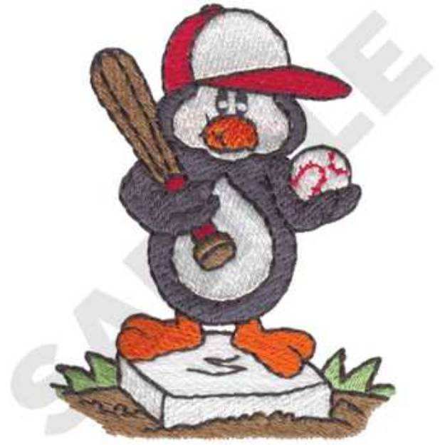 Picture of Baseball Penguin Machine Embroidery Design