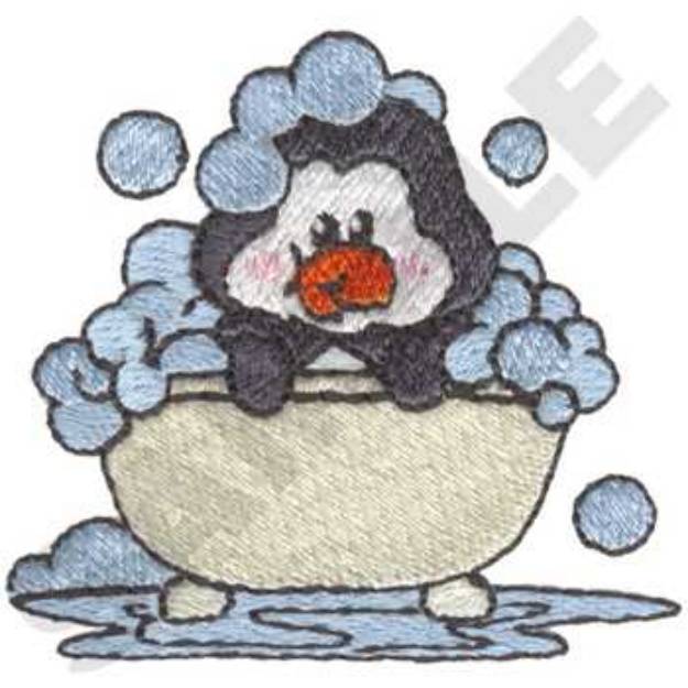 Picture of Bathing Penguin Machine Embroidery Design