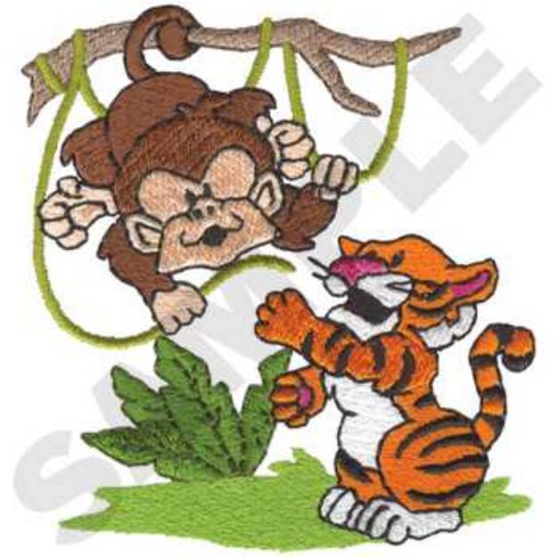 Picture of Monkey and Tiger Machine Embroidery Design