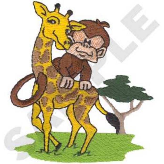 Picture of Monkey & Giraffe Machine Embroidery Design