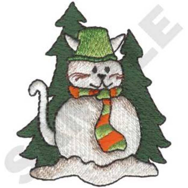 Picture of Snowman Cat Machine Embroidery Design