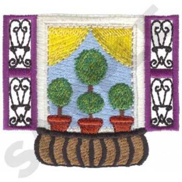 Picture of Topiary Windowbox Machine Embroidery Design