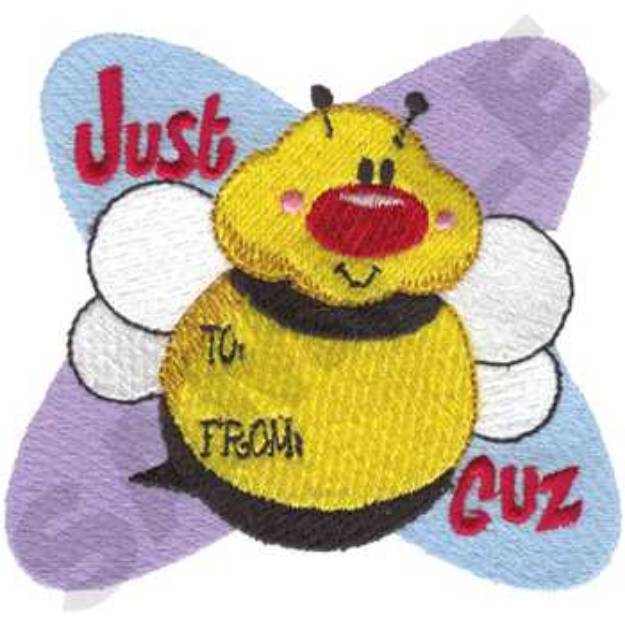 Picture of Just Bee Cuz Tag Machine Embroidery Design