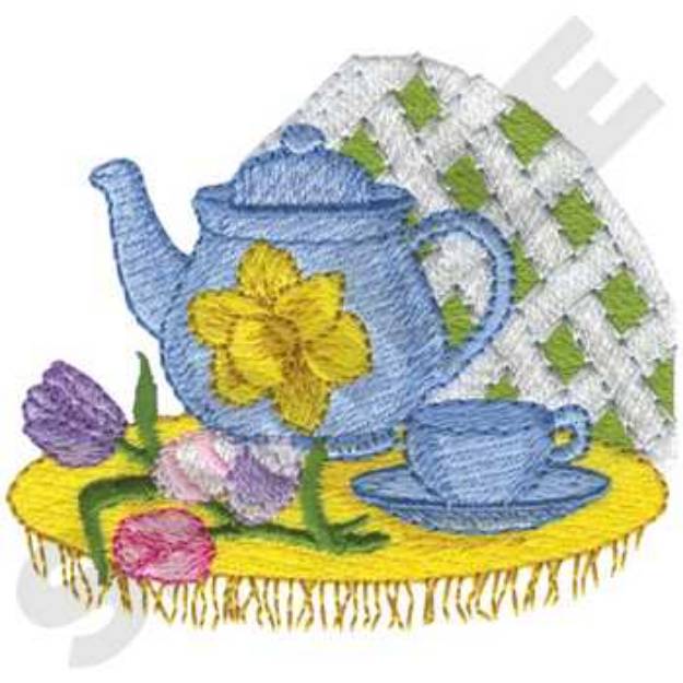 Picture of Spring Tea Machine Embroidery Design