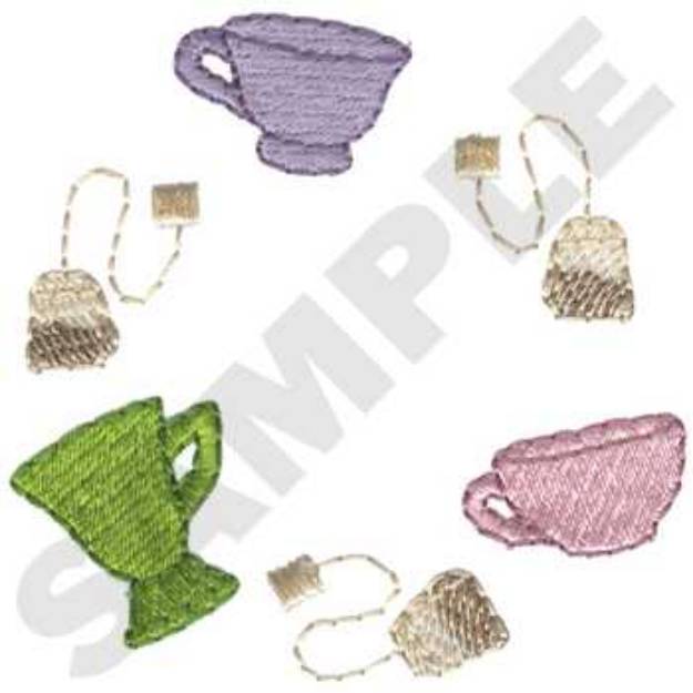 Picture of Cups & Tea Bags Machine Embroidery Design