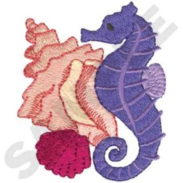 Picture of Sea Horse and Shells Machine Embroidery Design