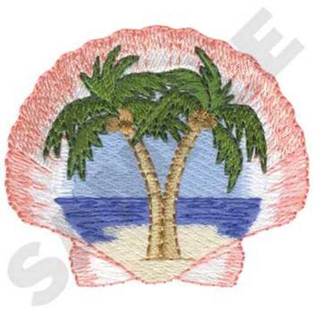 Picture of Palm on a Shell Machine Embroidery Design