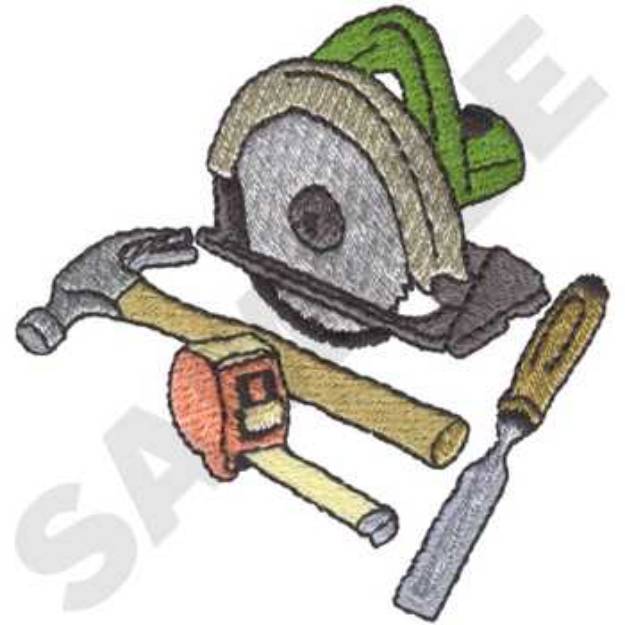 Picture of Carpenters tools Machine Embroidery Design