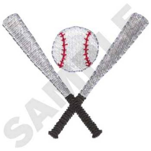 Picture of Metal Crossed Bats Machine Embroidery Design