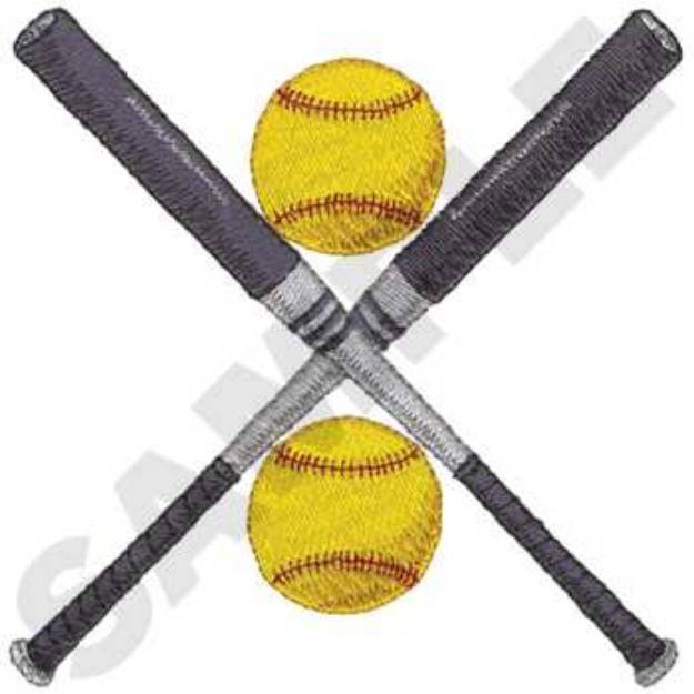 Picture of Softball Logo Machine Embroidery Design