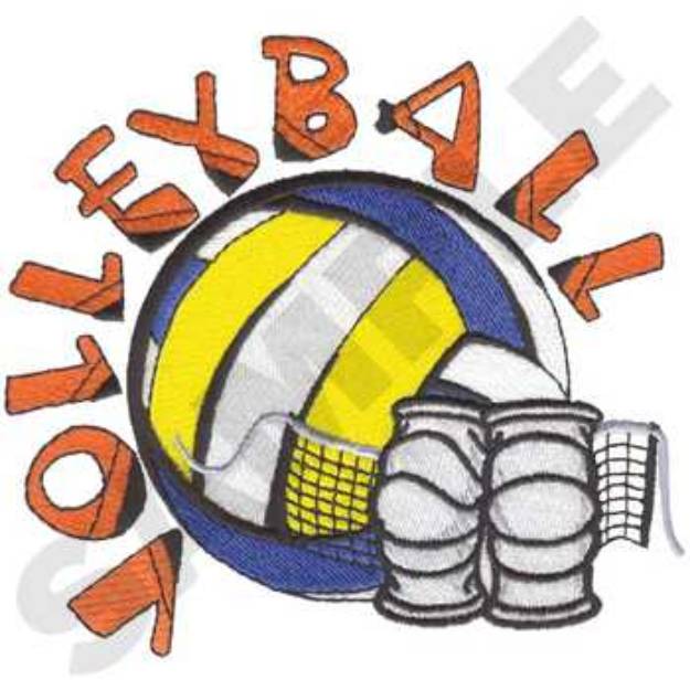 Picture of Volleyball logo Machine Embroidery Design