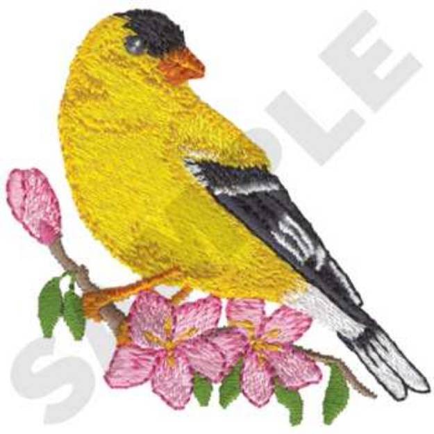 Picture of Spring Goldfinch Machine Embroidery Design