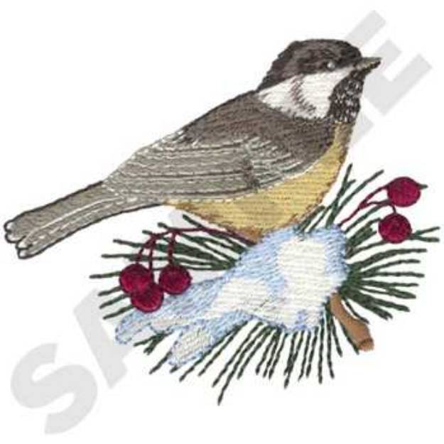 Picture of Winter Chickadee Machine Embroidery Design