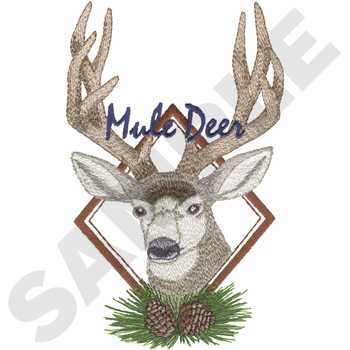 Mule Deer Head Machine Embroidery Design