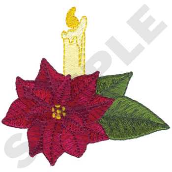 Poinsettia with Candle Machine Embroidery Design