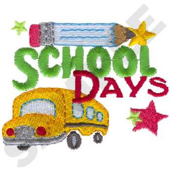 School Days Bus Machine Embroidery Design