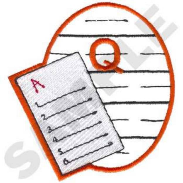 Picture of Q Is For Quiz Machine Embroidery Design