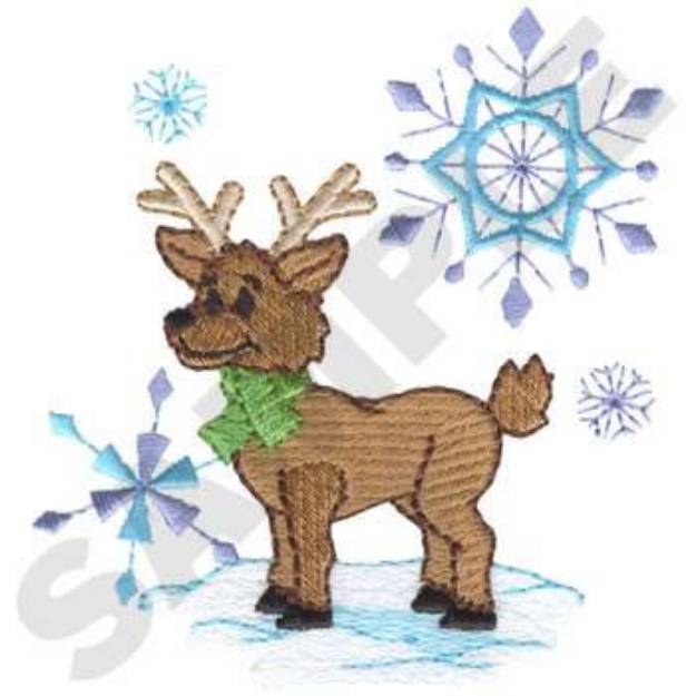 Picture of Deer And Snowflakes Machine Embroidery Design