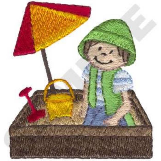 Picture of Boy In Sandbox Machine Embroidery Design