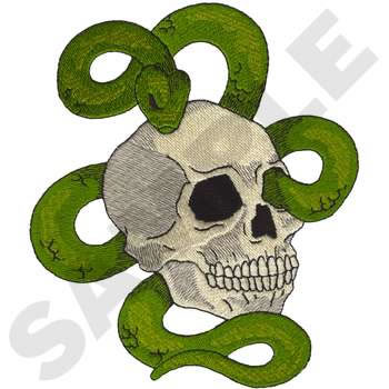 Skull with Snake Machine Embroidery Design