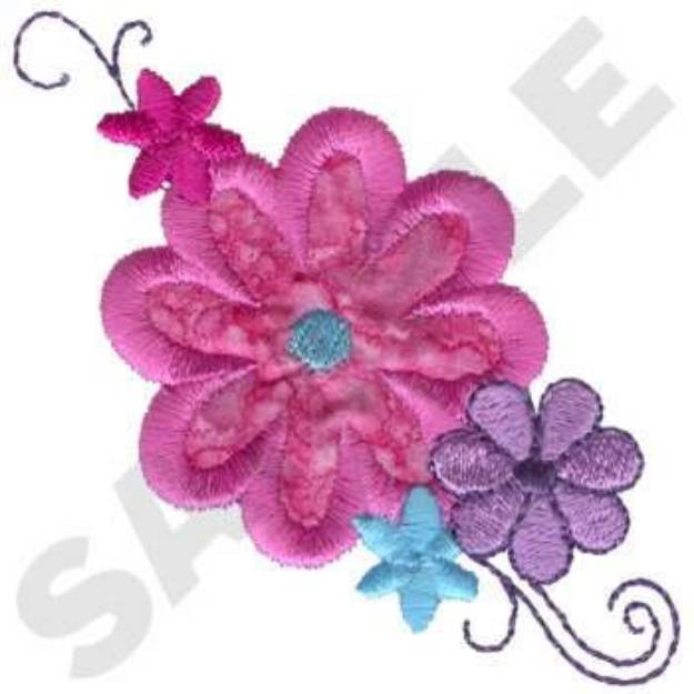 Picture of Flowers Applique Machine Embroidery Design