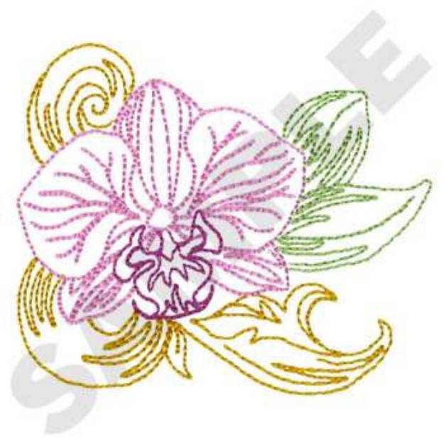 Picture of Orchid Machine Embroidery Design