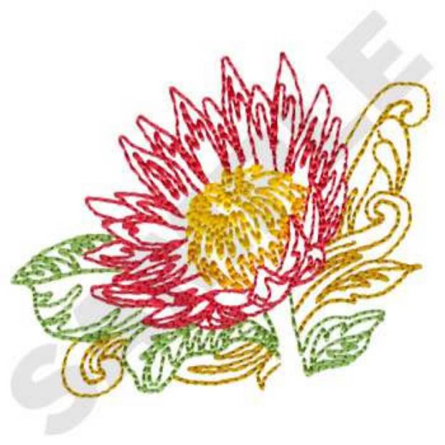 Picture of King Protea Flower Machine Embroidery Design