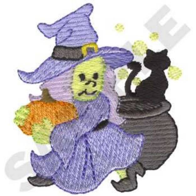 Picture of Witch W/cauldron Machine Embroidery Design