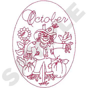 October Scene Machine Embroidery Design
