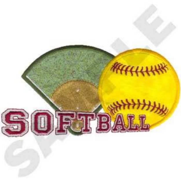 Picture of Softball Applique Machine Embroidery Design