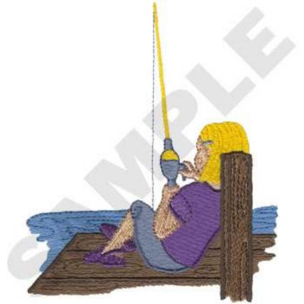 Picture of Girl Fishing Machine Embroidery Design