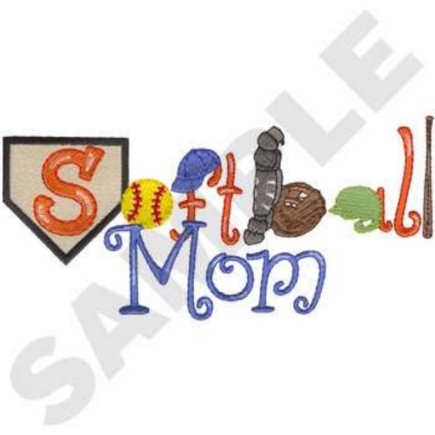 Picture of Softball Mom Machine Embroidery Design