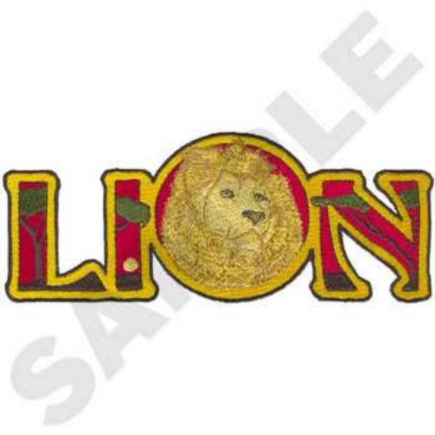 Picture of Lion Text Machine Embroidery Design