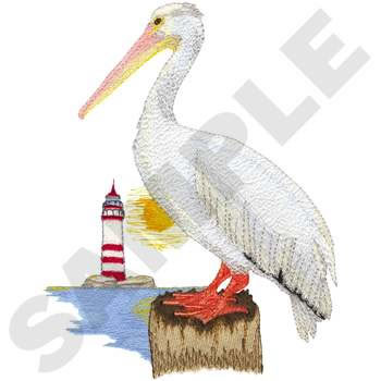 Pelican Scene Machine Embroidery Design