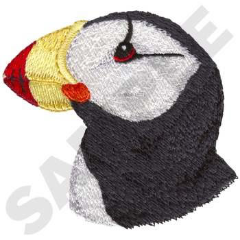 Horned Puffin Machine Embroidery Design