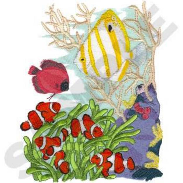 Picture of Tropical Fish Scene Machine Embroidery Design