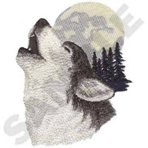 Picture of Howling Wolf Machine Embroidery Design