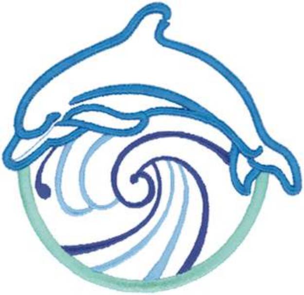 Picture of 3D Puff Dolphin Machine Embroidery Design