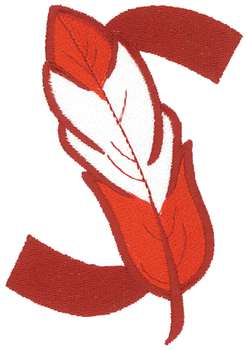 Feather Letter S Machine Embroidery Design