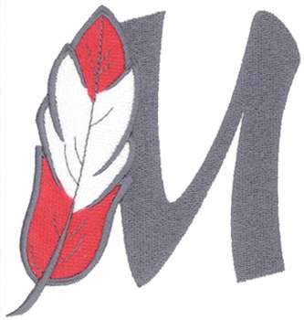 5 inch Feather Letter M Machine Embroidery Design