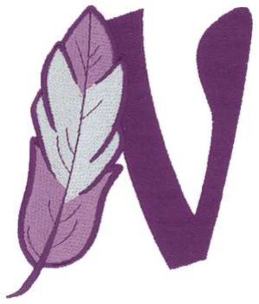 Picture of 5 inch Feather Letter N Machine Embroidery Design